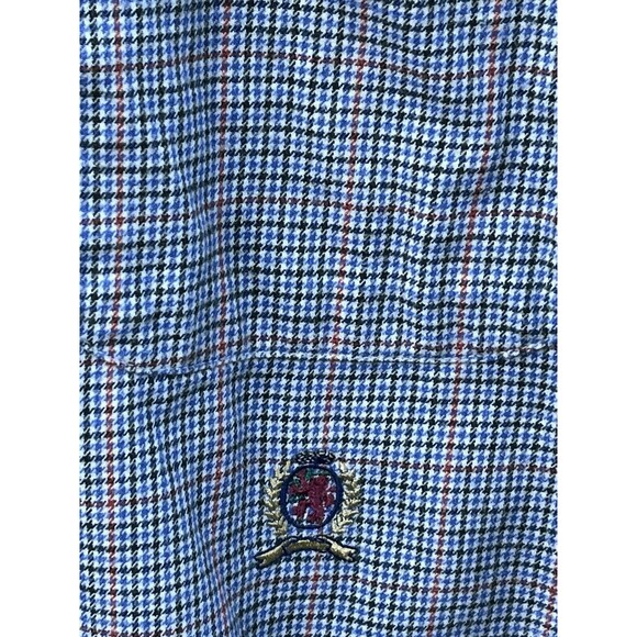 Tommy Hilfiger Men’s Flannel Button Down Shirt Crest Logo Micro Plaid Vtg Large - Picture 5 of 7